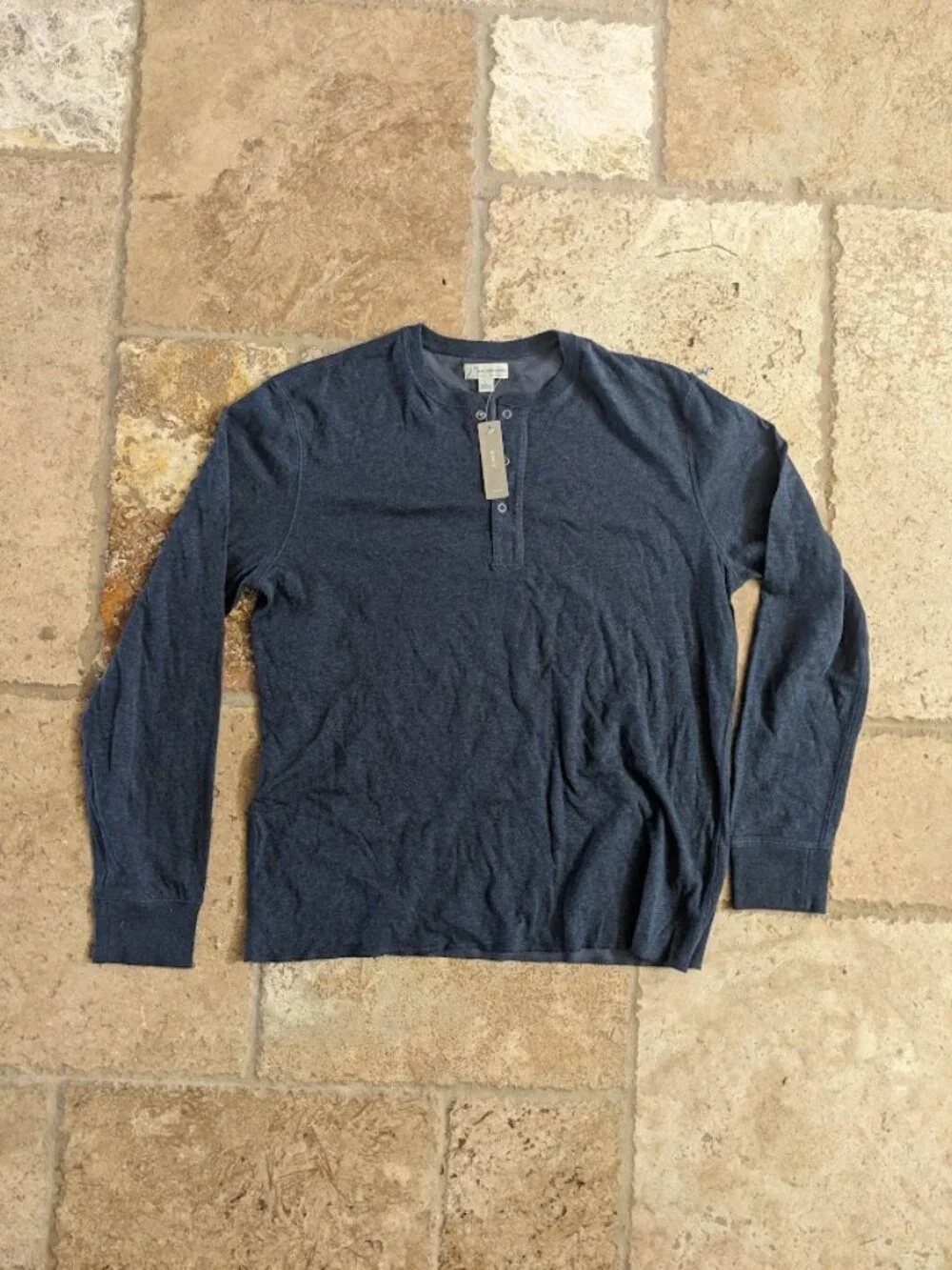BRAND NEW J. CREW BLUE HEATHERED MENS HENLEY SHIRT SIZE LARGE